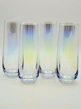 Iridescent Ombre Stemless Champagne Flutes - Set of 4